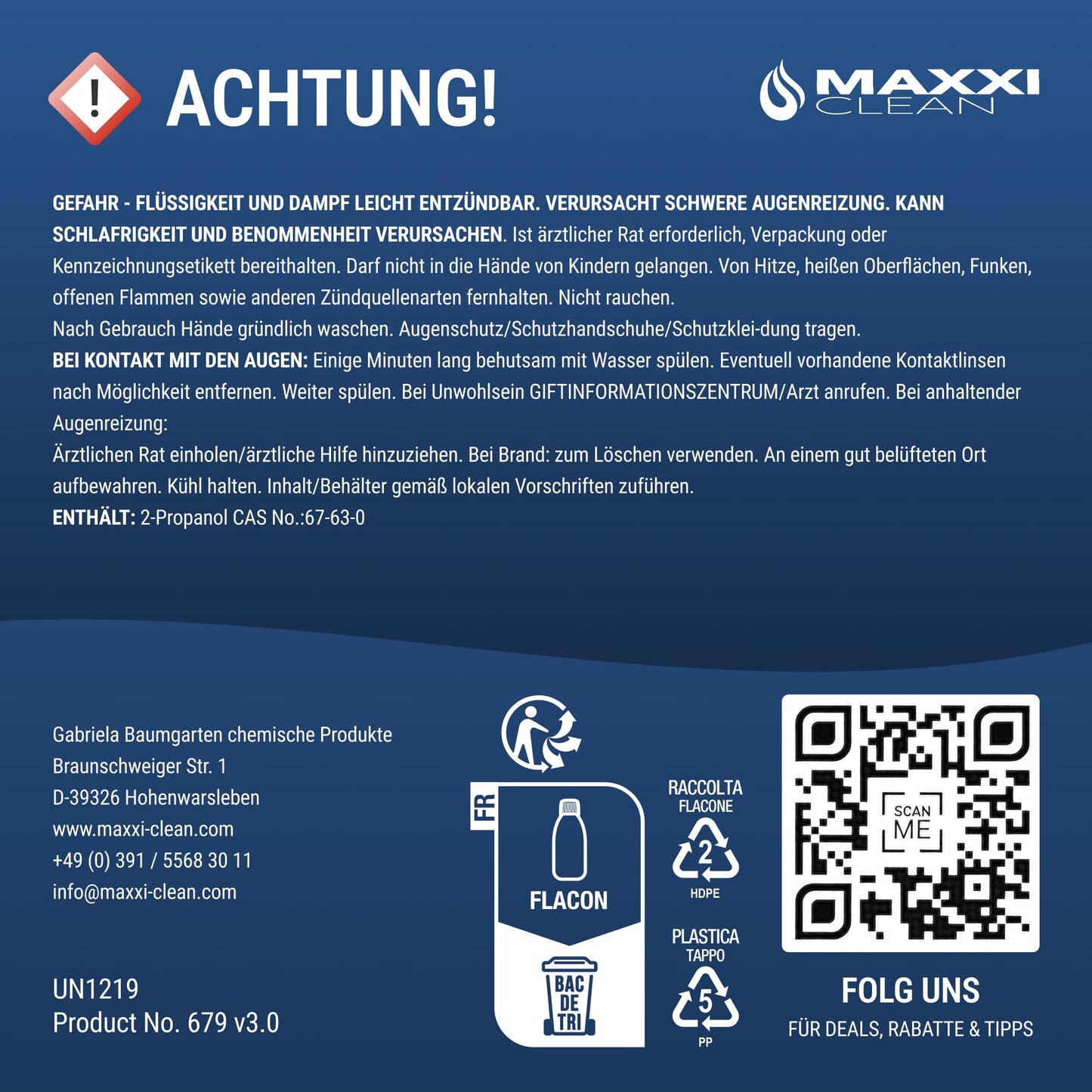 Isopropanolo Alcool Puro al 99.9% Isopropilico Detergente - IPA 2x 750 ml litro
