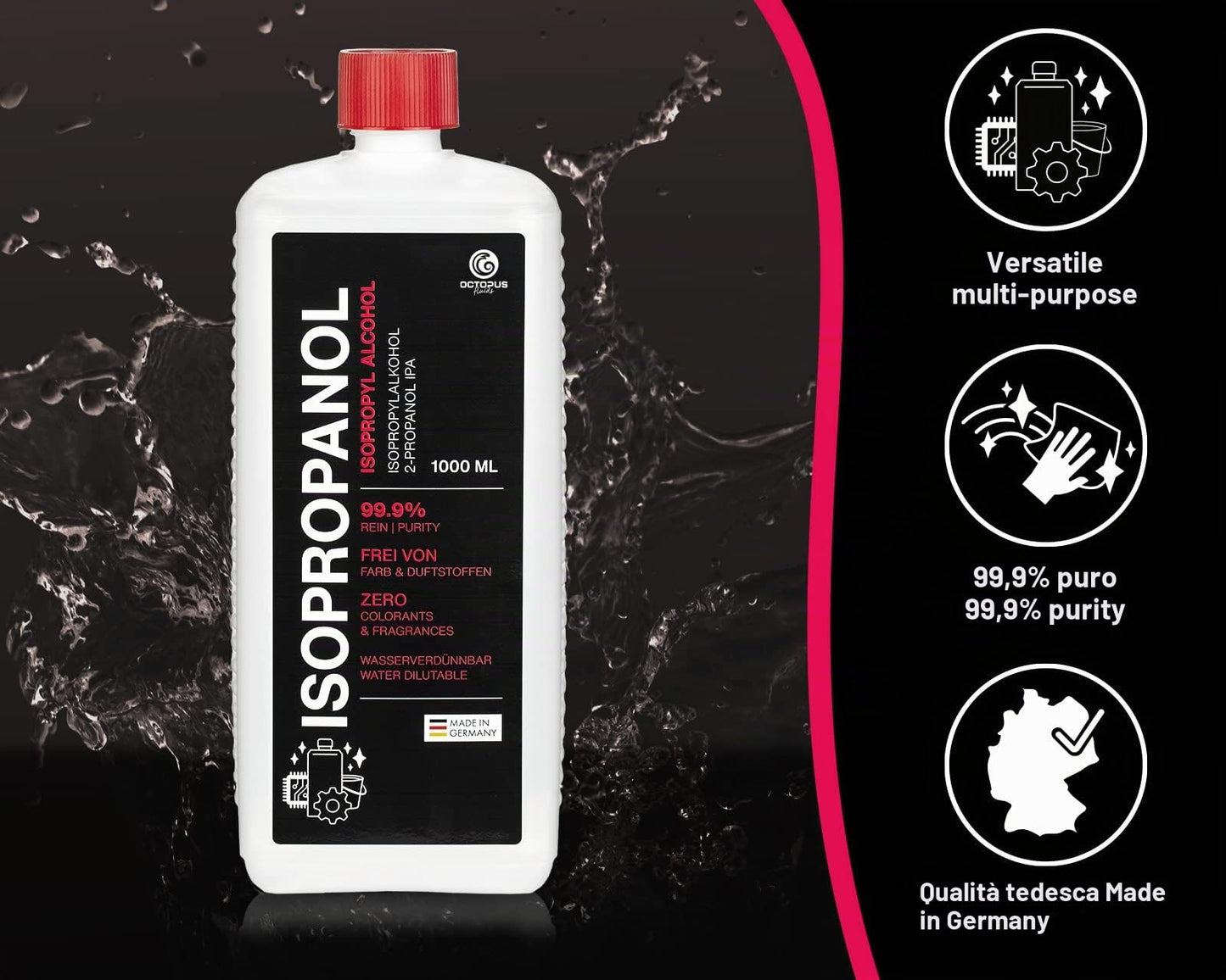 Isopropanolo 99,9% 500ml di alcool più pulito - alcool isopropilico 2-propanolo IPA, il detergente a tutto tondo per lo sgrassaggio