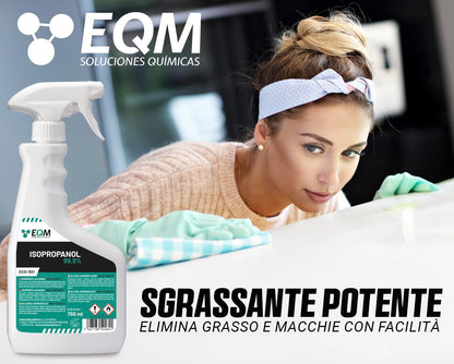 EQM - ECO-301 - Isopropanolo / Alcool Isopropilico 99,9% - 750 ML - Pulizia di Componenti Elettronici, Lenti, Schermi e Resine per Stampa 3D - Detergente per Vetri e Sgrassatore