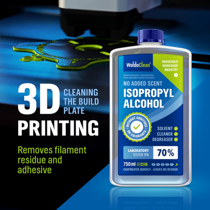 WoldoClean Alcool Isopropilico 70% Detergente IPA 750ml - Isopropanolo Solvente Sgrassante per Elettronica, Vetro, Ottica, Unghie e Meccanica, Evaporazione Rapida Senza Residui